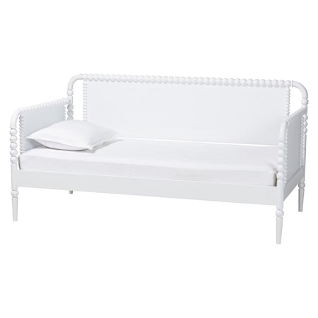 Baxton Studio Lucera Bobbin Daybed, Wooden Spindle Bed Frame, Twin, White 263-14373-ZORO