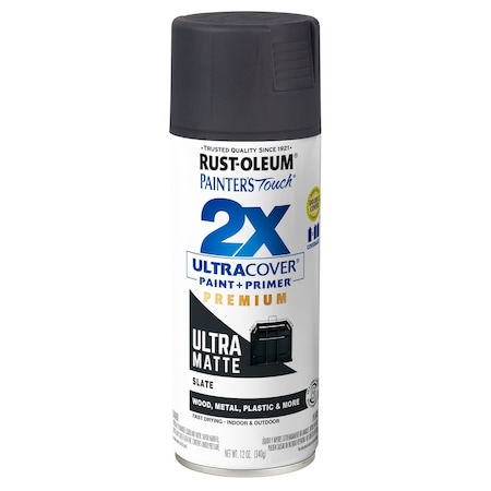 Rust-Oleum Spray Paint, Slate, Matte, Solvent, 12 Oz 331187