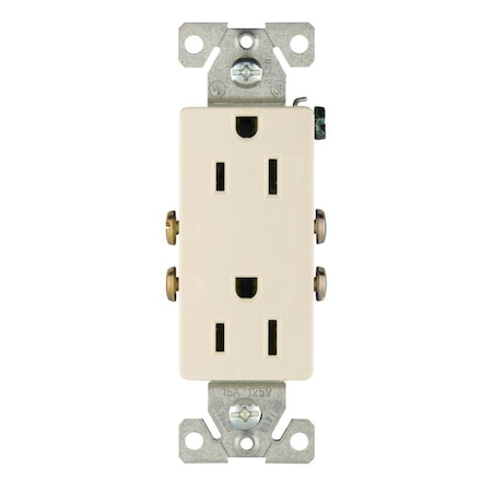 Eaton Wiring Devices Straight Blade Receptacle, 5-15R, 15 A, 125V AC, 2 Pole, 3 Wire, Flush Mount, Grounded 1107LA-BOX