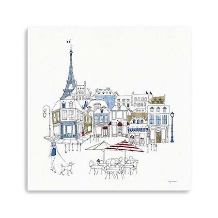 Homeroots French Caf With Red And Blue Accents Unframed Print Wall Art 399043