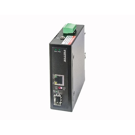 Patton Industrial Gigabit SFP Media Converter with IEEE802.3bt Power Injector FP101E/SFP/BT90/52