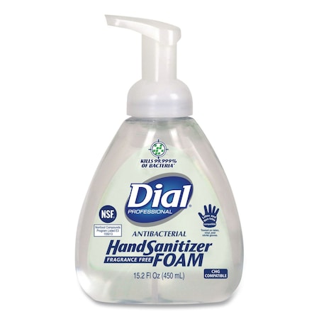 Dial Professional Antibacterial Foam Hand Sanitizer, 15.2 oz Pump Bottle, Fragrance-Free 06040