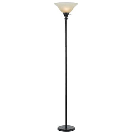 Homeroots 71" Bronze Torchiere Floor Lamp With Beige Frosted Glass Dome Shade 526241