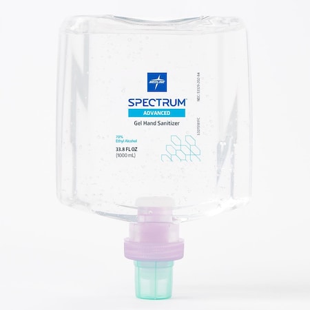 Medline Spectrum Advanced Gel Hand Sanitizer, 70% v/v Ethyl Alcohol, 1000 mL Refill Bottle, 4/Case, 4PK HH70G1000