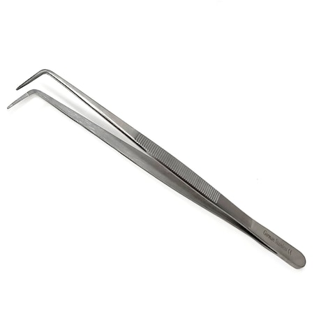 A2Z Scilab Tweezers, Fine Serrated Tip Lab Forceps, 8 inch, Right Angled, Stainless Steel A2Z-ZR1121