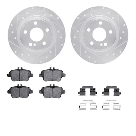 Dynamic Friction Co DFC Rotors-Drilled & Slotted-Silver w/ EURO 5000 Ceramic Brake Pads Incl Hdw 7612-63073