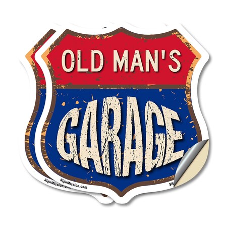 Signmission Old Man's Garage, 18 inch X 18 inch, Vinyl Decal, 2PK SHI-D-2PACK-18-383-OLD MAN