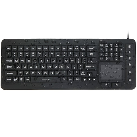 Delton Medical Grade Airtight Waterproof USB Backlit Computer Keyboard & Touchpad, Black M70