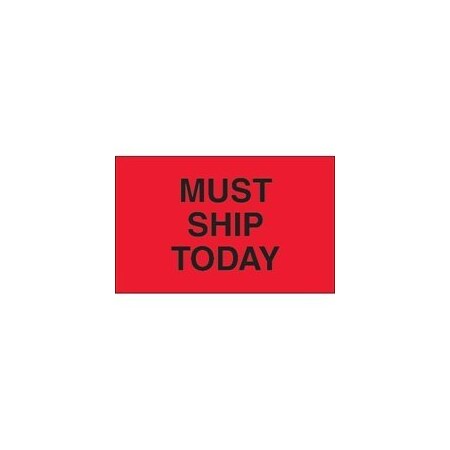 Bubblefast 1 1/4 x 2'' - ''Must Ship Today'' Fluorescent Red Labels BFDL1175