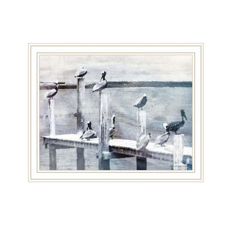 Homeroots Birds on the Pier White Framed Print Wall Art 529617