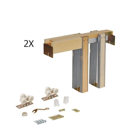 Vdomdoors Sliding French Double Pocket 60x84" Opaque / Sete 6933 White Silk / Kit Rail Hardware / MDF  Modern SETE6933DP-WS-6084