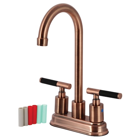 Kingston Brass Double-Handle 4" Centerset Bar Faucet, Antique Copper KB849CKLAC
