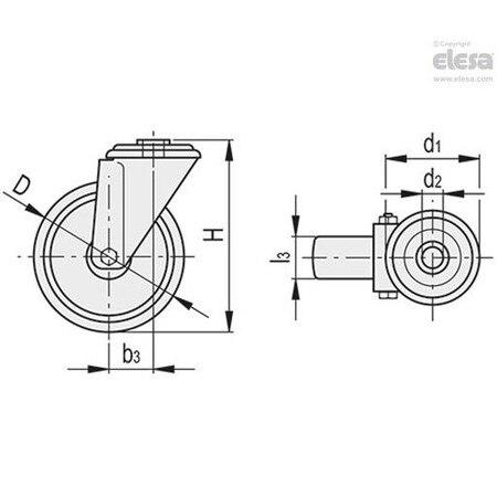 Elesa 451360 Castors stainless steel bracket Injected polyurethane coating plate bracket a 451360