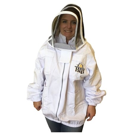 Harvest Lane Honey HARVEST LANE HONEY CLOTHSJL-102 Beekeeper Jackets with Protective Hood, L, Polycotton, White CLOTHSJL-102