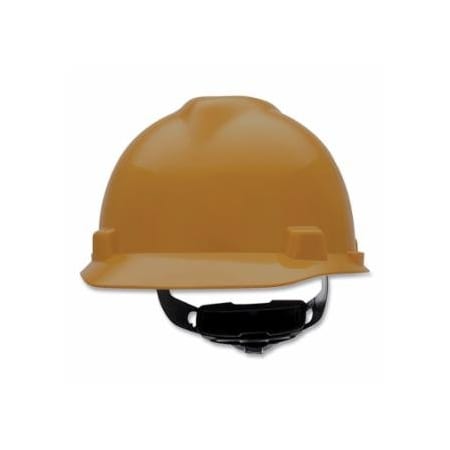 Msa Safety V-Gard Slotted Hard Hat Cap, Fas-Trac III Suspension, Gold 454-475365