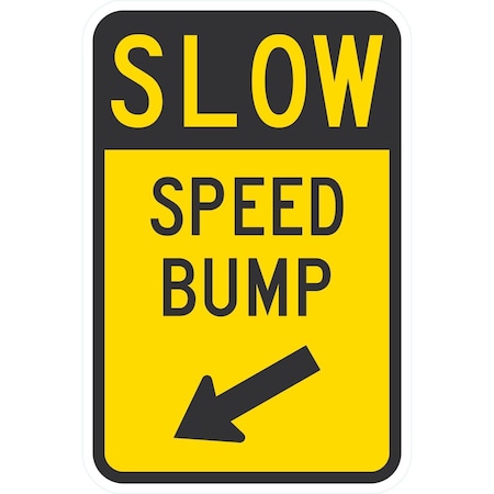 Lyle Slow Speed Bump (Arrow Pointing Bottom Left), 12x18, Engineer Grade, Yellow G-3261-EG_12x18