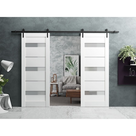 Sartodoors Double Pocket Interior Door, 60" x 80", Black QUADRO4055DB-WS-36