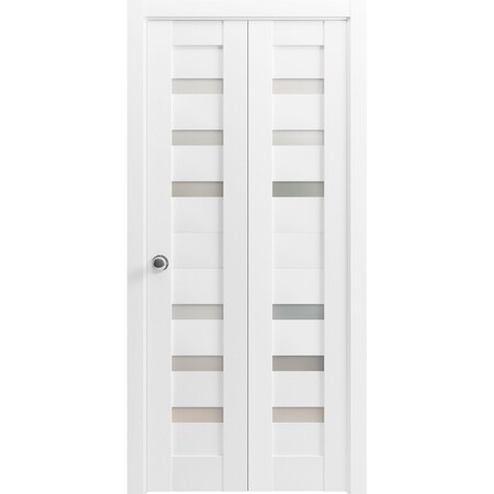 Sartodoors Sliding Closet Bi-fold Doors White Solid Core Modern Interior QUADRO4266BF-WS-72 x 80 (2* 36x80)