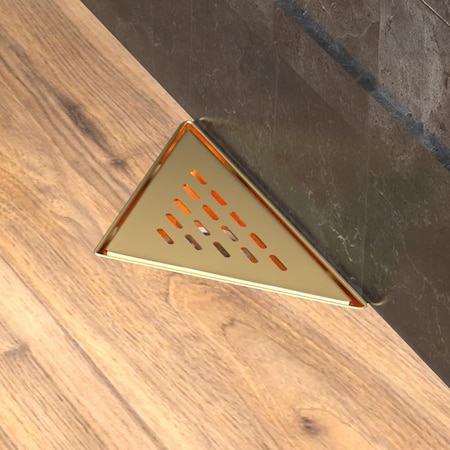 Hydroware Triangle Shower Drain, C06 Brushed Gold, 6 Inches HYD-0027