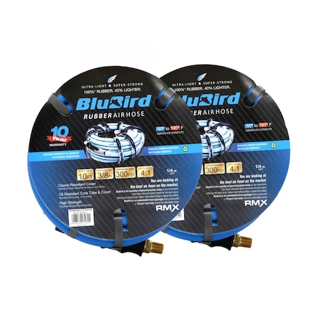 Blubird Rubber Air Hose Assembly 3/8in. X 10', 2PK BB3810-2pk