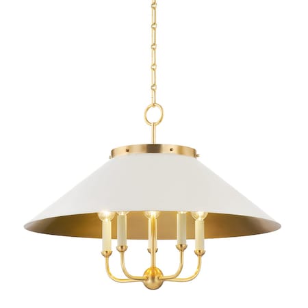 Hudson Valley Lighting Mark D. Sikes X Clivedon 5 Light Chandelier 27.5 In. Aged Brass/Off White MDS1403-AGB/OW