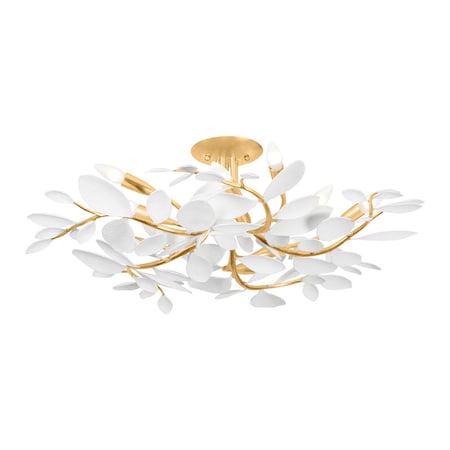 Hudson Valley Lighting Marabec 10 Light Semi Flush 32 In. Vintage Gold Leaf/ White Plaster 2232-VGL/WP