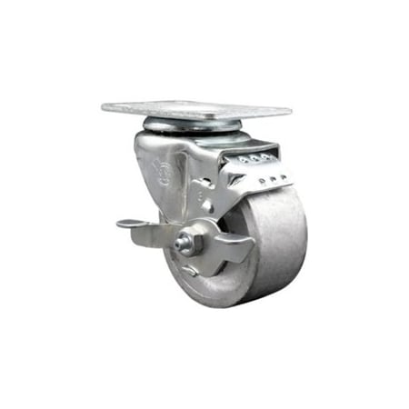 Service Caster 3 Inch Semi Steel Cast Iron Wheel Swivel Top Plate Caster with Brake SCC SCC-20S315-SSR-TLB-TP3
