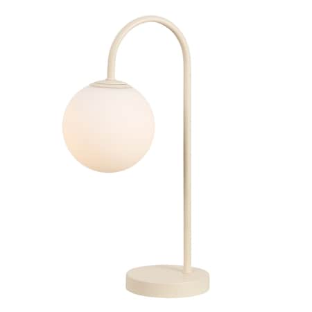 Jonathan Y Arco 18.3 in. Minimalist Mid-Century Arched Metal and Frosted Glass LED Table Lamp, Beige JYL6010C