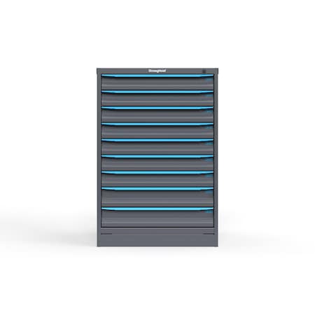 Strong Hold 9 drawer cabinet - (7x 3ft, 2x 4ft) - Blue accents - Keyed Alike S3044-PPAAS-0903FS