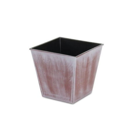 Homeroots 5in Brown and Off White Textural Tone On Tone Recycled Plastic Indoor Outdoor Square Pot Planter 488251