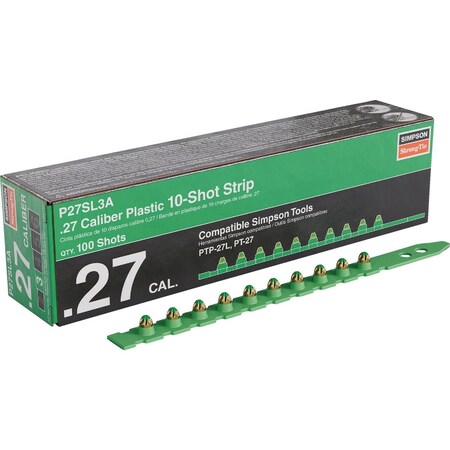 Simpson Strong-Tie P27SL 0.27-Caliber Plastic 10-Shot Strip Loads Green - Imported, 100-Qty P27SL3A