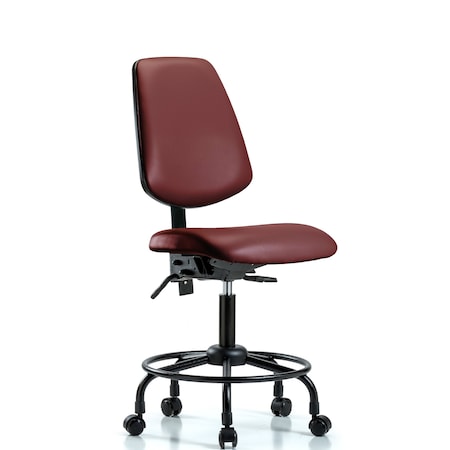 Blue Ridge Ergonomics Vinyl Chair, Desk, Round Tube Base, Med Back, Casters, Borscht BR-VDHCH-MB-RT-T0-A0-RC-8815