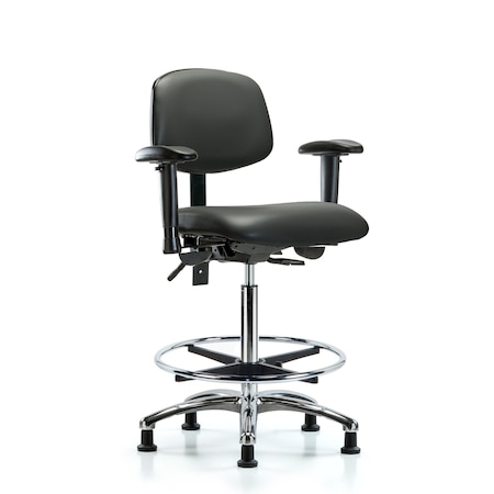 Blue Ridge Ergonomics Vinyl Chair, Vinyl, Adjustable Arms BR-VHBCH-CR-T0-A1-CF-RG-8823