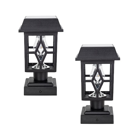 Gama Sonic Luna II Solar Post Cap/Pier Mount Light, Black, 2PK 84BP250011