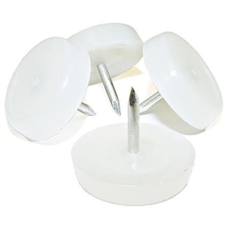 Richelieu 0.87 in. TruGuard Plastic Base Round Nail On Glides, White, 4PK 235908