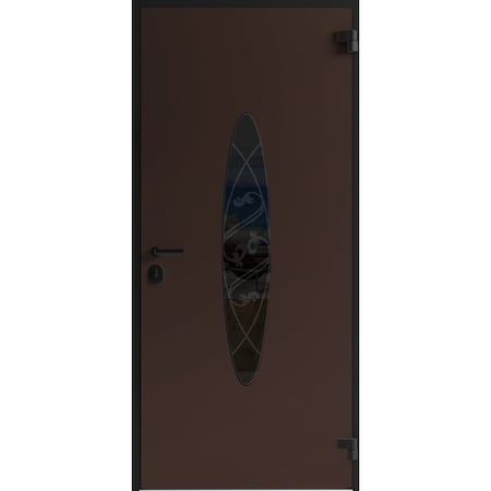 Vdomdoors Front Exterior Prehung Steel Door Ronex1277 Brown Entry Metal Modern Painted W36xH80 Left hand RONEX1277EXD-BRW-W36xH80-LH-I
