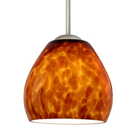 Besa Lighting Bolla Pendant, Amber Cloud, Satin Nickel Finish, 1x 40W MAX E12 Base 1BT-412218-SN