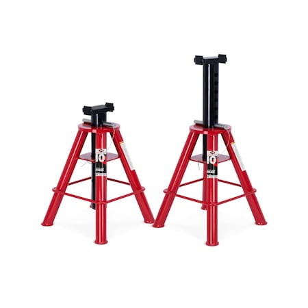American Forge & Foundry Jack Stand, Pin Adjustment, 10 Ton Load Capacity, 22 in Min Ht, Steel, 1 PR 3309B
