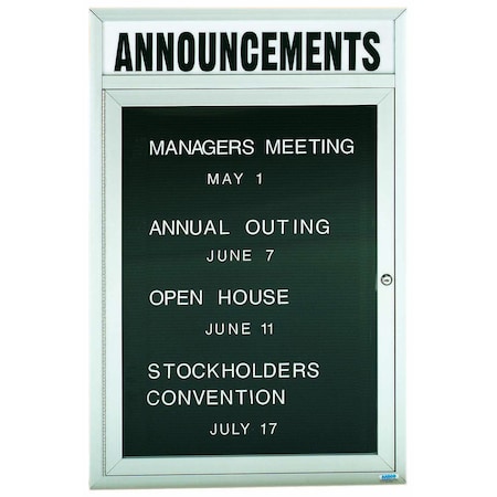 Aarco Illuminated Outdoor Enclosed Directory w/ Al Frame Header, Clear Satin Anodized Finish, 48''Hx36''W OADC4836HI