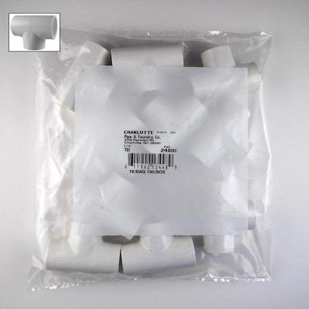 Charlotte Pipe And Foundry TEE PVC 1/2 IN. SCH40, 10PK PVC02400C0600