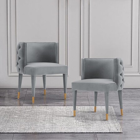 Manhattan Comfort Modern Maya Tufted Velvet Dining Chair in Grey DC079-GY