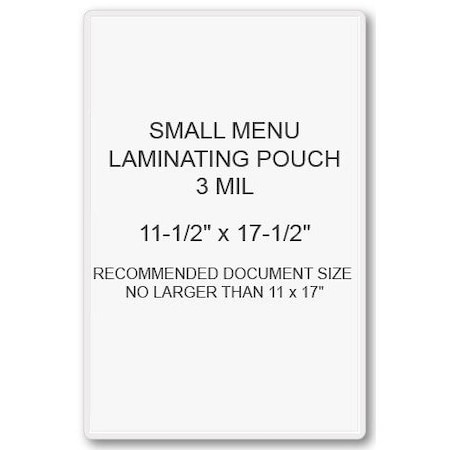 Sircle SircleLam Small Menu Size Pouches- 3 mil, 100PK SMENU-03
