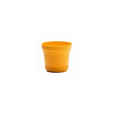 Bloem Planter, 10 in Dia, 9.8 in W, Saturn Design, Earthy Yellow, Matte SP1023