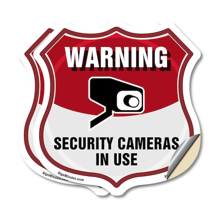 Signmission Video Surveillance Shield Sign Warning S, 6 inch X 6 inch, Vinyl Decal, 2PK SHI-D-2PACK-6-468