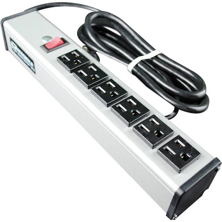 Wiremold Plug-In Six Outlet Unit, Gray, Aluminum UL207BC