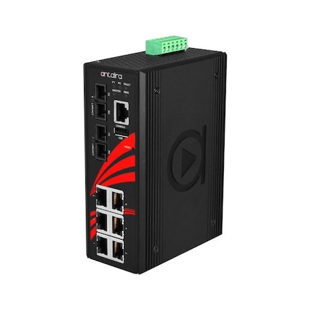 Antaira 8-Port Industrial Light Layer 3 Managed Ethernet Switch, w/6*10/100Tx Ports LMX-0802-S3