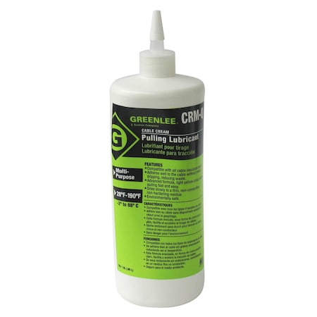 Greenlee Pulling Lubricant, Cream, 1 Qt CRM-Q
