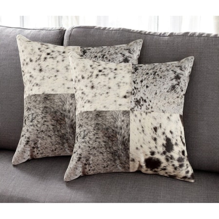 Homeroots Set of Two 18" Black and White Cowhide Throw Pillows, 2PK 544638