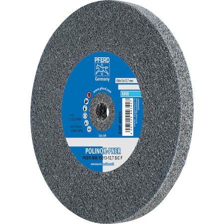 Pferd PFERD POLINOX Unitized Wheel, 6in x 1/2 x 1/2, Fine, MW, 3SF, Silicon carbide 48511