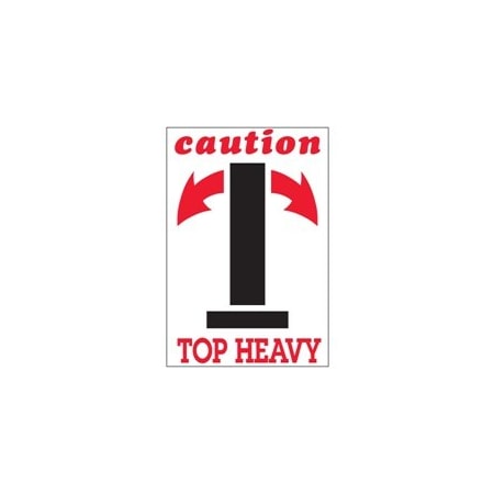 Bubblefast 4 x 6'' - ''Caution - Top Heavy'' Arrow Labels BFDL1791